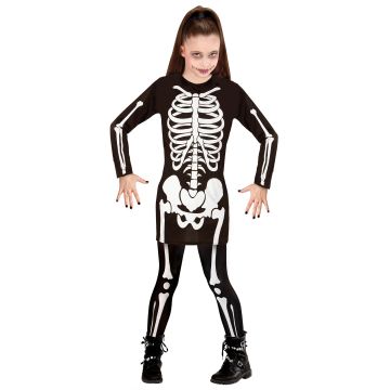 Skeletkostyme til jenter, svart