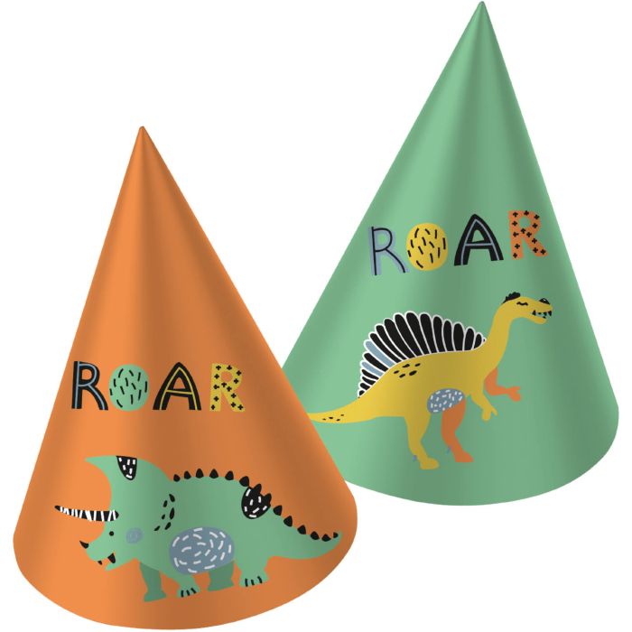 Festhattar med dinosaurmotiv 6x - 16,5 cm