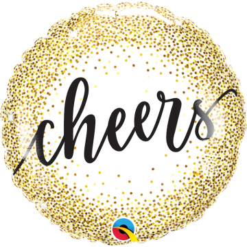 Rund gullprikket cheers folieballong - 45 cm