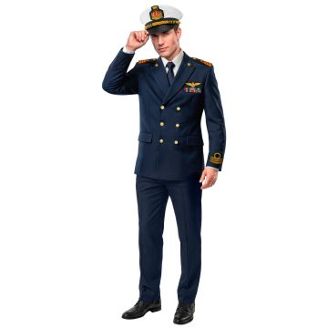 Kaptein kostyme for menn i blå