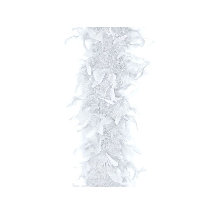 Kvit Boa med Fjær - 180 cm