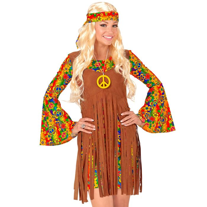 Hippie jente kjole med vest og fredstegn