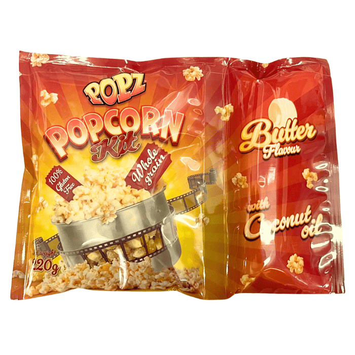 Popcorn 75x popcornporsjonar med mais, salt og kokosolje (9pk)