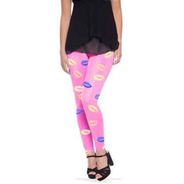 Rosa leggings med kyssmotiv