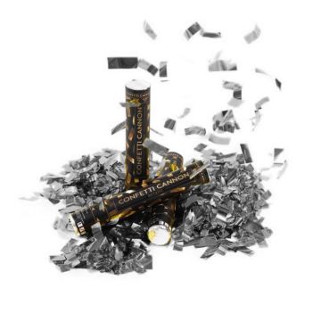 Sølv konfettirør 40 cm PartyVikings - Metallisk Rektangulær