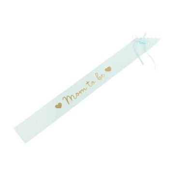 Lyseblå Mom to Be babyshower papir skråband - 75 cm