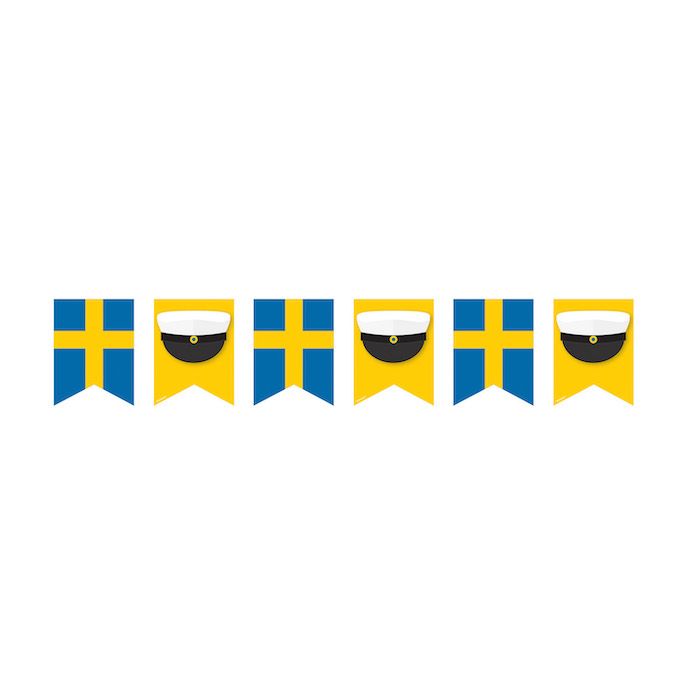 Svensk student flaggirlande - 20cm x 4 meter