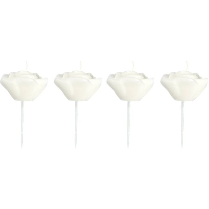 Kvite roseforma lys 4x