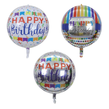 Rund Happy Birthday folieballong assortert 35 cm
