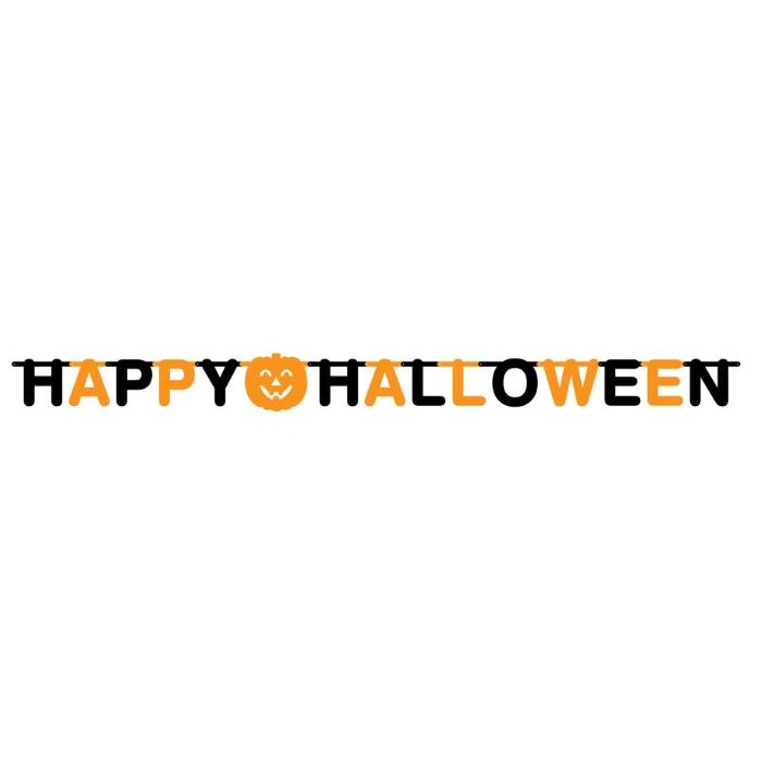 Halloween bokstavguirlande i svart og orange - 2 m