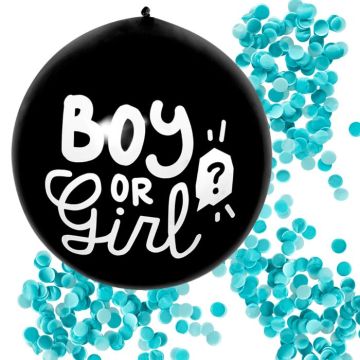 Gender reveal ballon gut med blå konfetti-fyll - Ø 60 cm