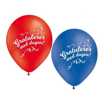 "Gratulerer med dagen!" Latexboller 10x - 30 cm