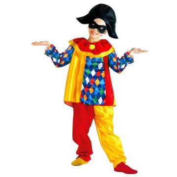 Harlekin-kostyme med maske til barn