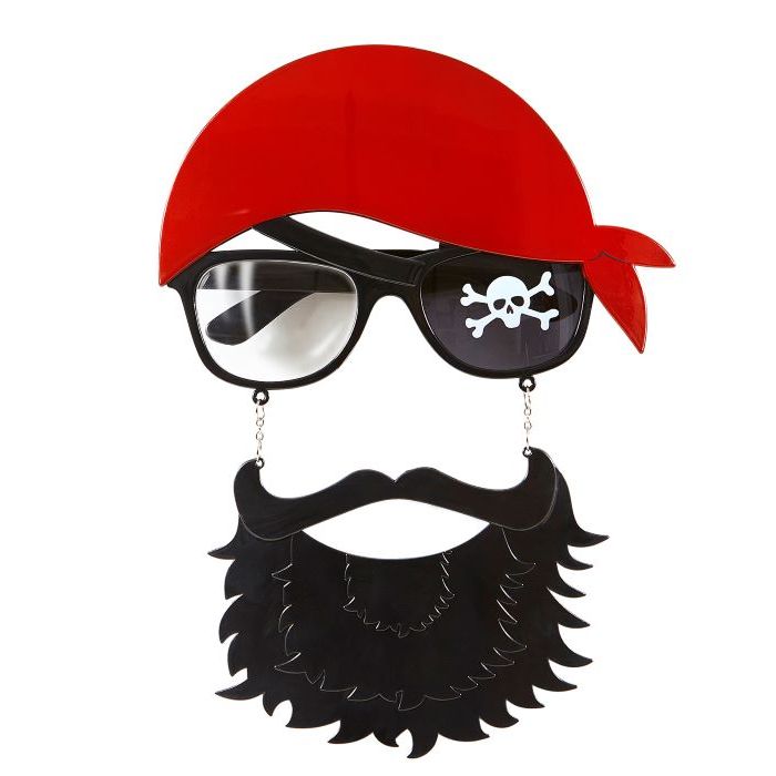 Piratbriller med skjegg og bandana