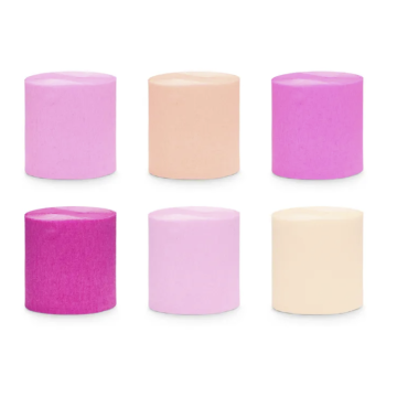 Crepe Streamer rosa miks 6x - 10 meter