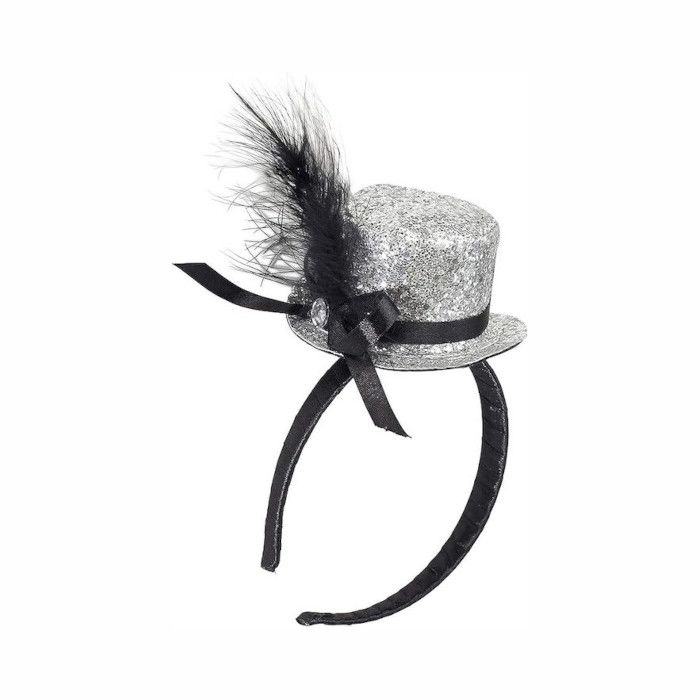 Mini Glitter Rund Topp Hatt - Sølv