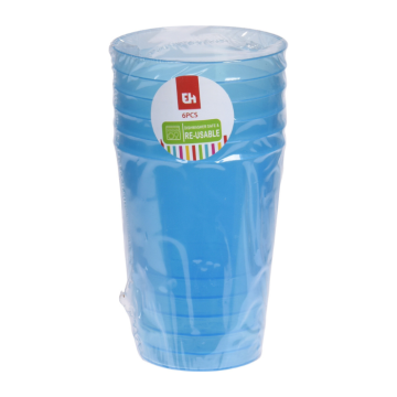 280 ml drikkeglas 6x hard plast multfarget gjenbrukbar