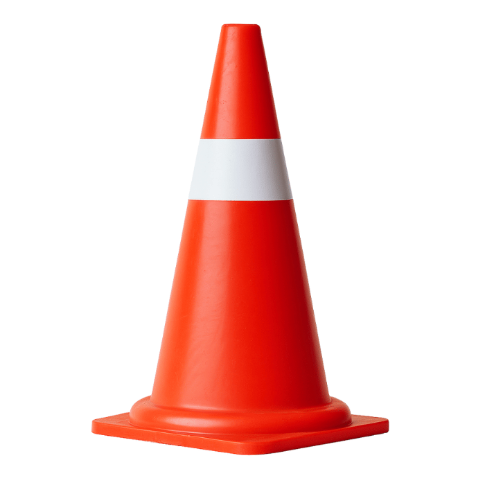 Oransje kjegle med hvit stripe - 50 cm