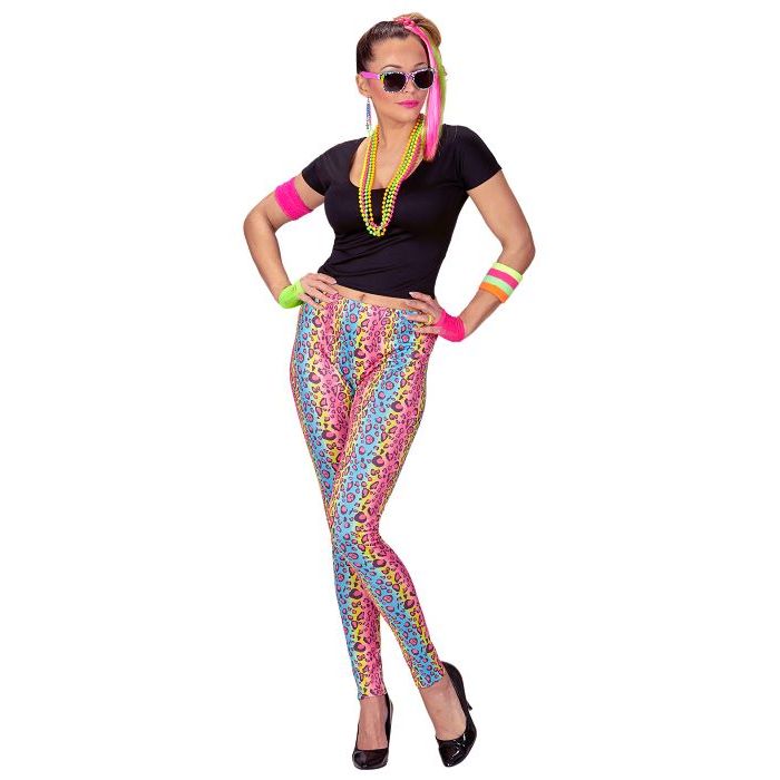 80-talls regnbuefarga leopard leggings