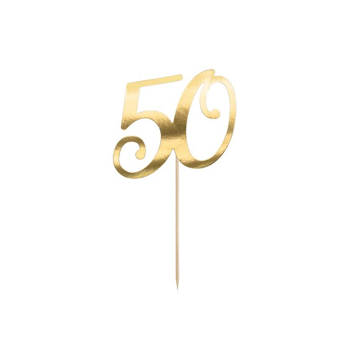 50 års kakedekorasjon gull - 20,5 cm 