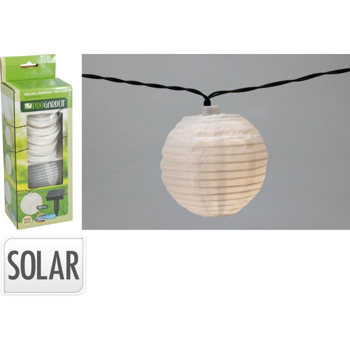 Solcellelampioner hvite 10 stk. med varmt hvit LED