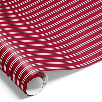 Gavepapir med raude og kvite striper gaveinnpakning 500x70 cm Det Gamle Apotek 