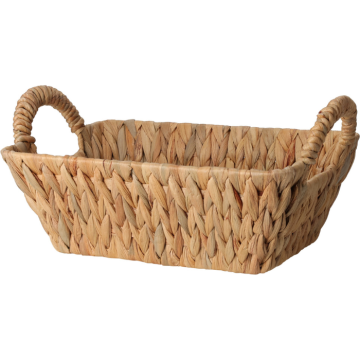 Flettkurv med handtak laga i vannhyacint 30x20x11 cm