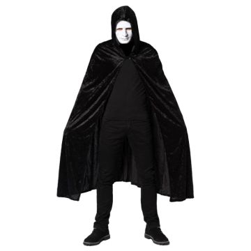 Svart kappe med hette velur one-size unisex