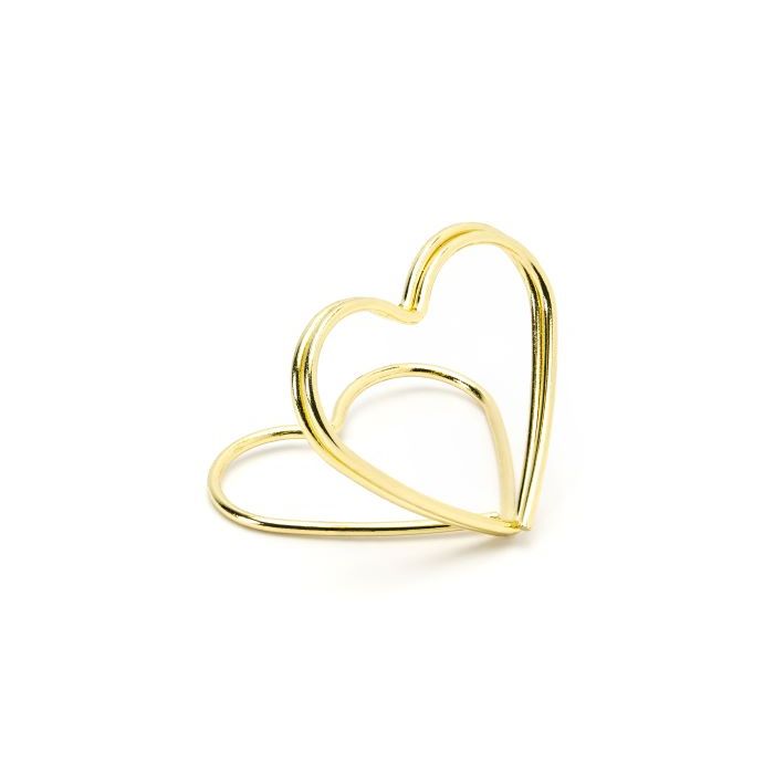 Gullfarga hjerte bordkorthaldarar 10x - 2,5 cm
