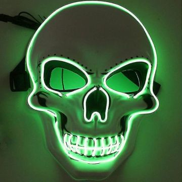 Skummel halloween LED maske - Grønt kranie