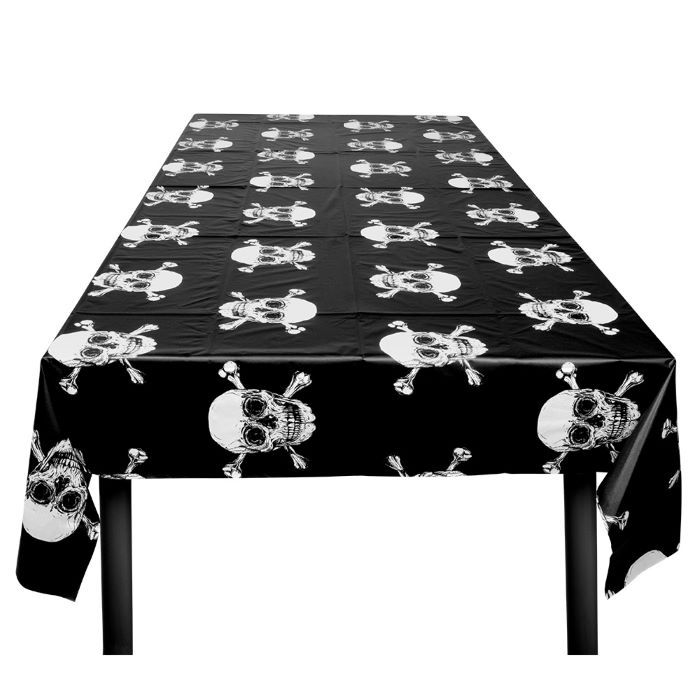 Dødningehoved plastduk svart - 180x130 cm