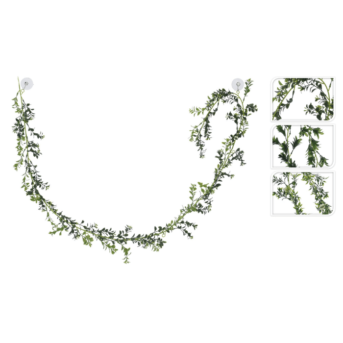 Kunstig bladgirlande m. blomster - 180 cm