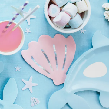 Skjellforma serviettar lyserosa 20x - 13x12,5 cm