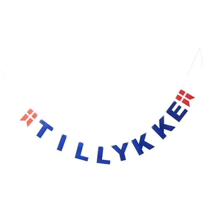 Girlande gratulerer blå student 3,8m Det Gamle Apotek