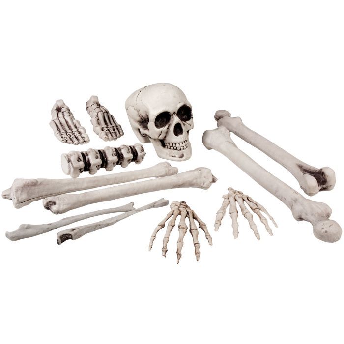 Halloween hodeskalle og bein skjelett 12 deler - 40 cm
