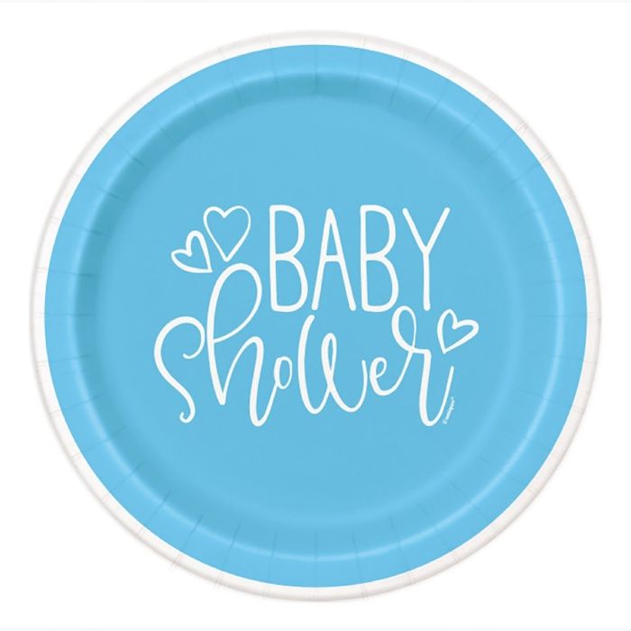 Babyshower paptallerkner gut blå 8x