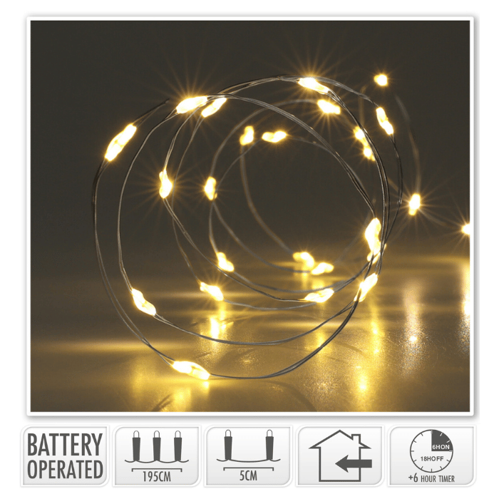 LED-ljustråd 40 LED Varm kvit - 195 cm