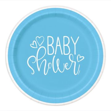 Babyshower paptallerkner gut blå 8x