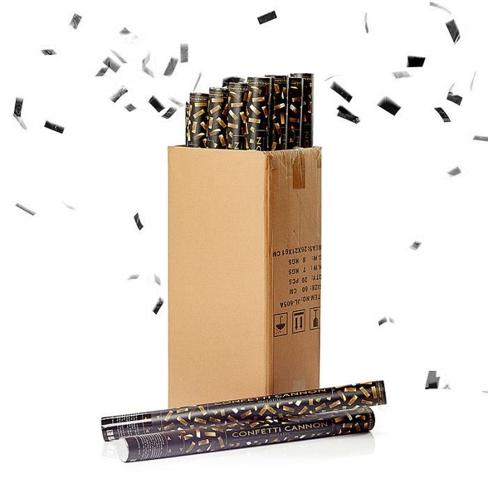 Sølv konfettirør 60 cm PartyVikings 50x - Metallic Rektangulær