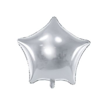 Metallisk sølv stjerne folieballong - 48 cm