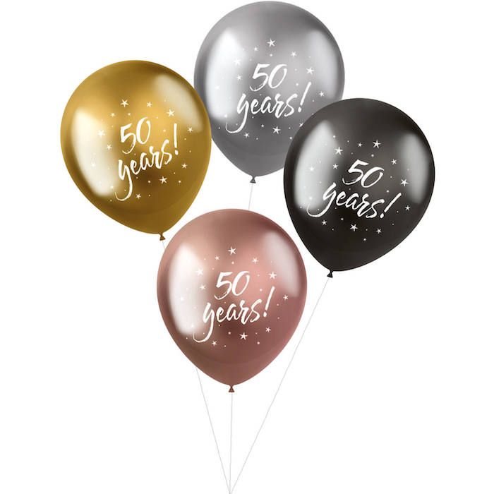 50 år ballongar metalliske 4x - 33 cm