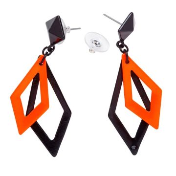 Neon orange 80-talet øredobbar i rutete design
