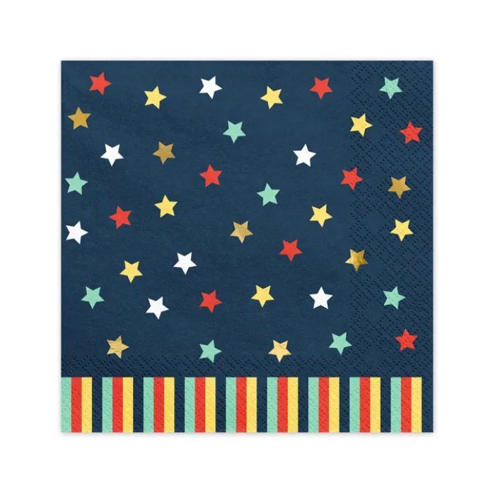 Serviettar navy med stjerner 12x - 33x33 cm
