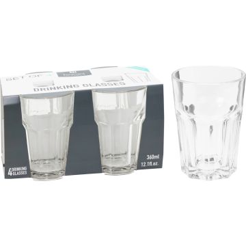 Fasetterte drikkeglass 4 stk. 360 ml