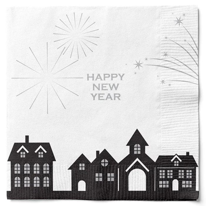 Serviettar med fyrverkeri happy new year 20x Det Gamle Apotek