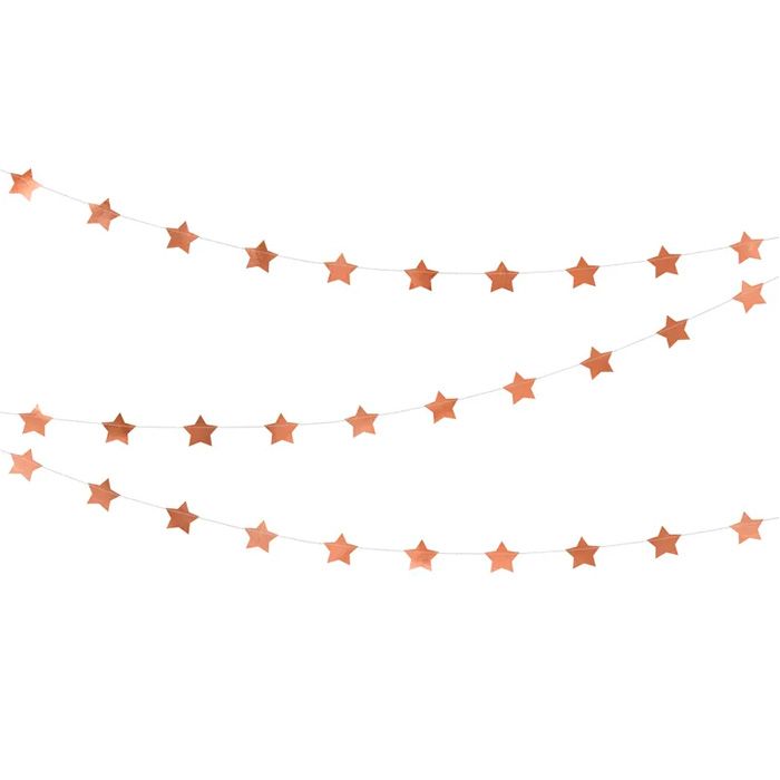Rose Gold Stjerne Guirlande - 3,6 meter