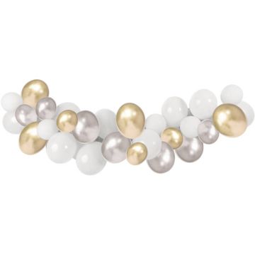 Ballongbue i sølv, gull og kvit - 3 meter
