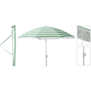 Strandparasol med vippefunksjon, grønn og hvit, over 200 cm