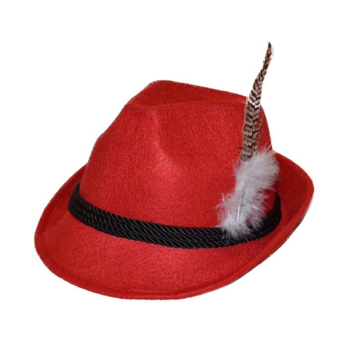 Oktoberfest tyrolerhatt til raud unisex - onesize