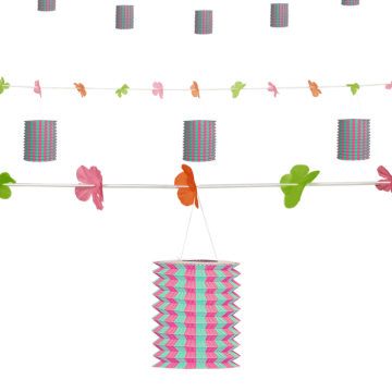 Rosa/grønn lanterne blomst girland - 3 meter